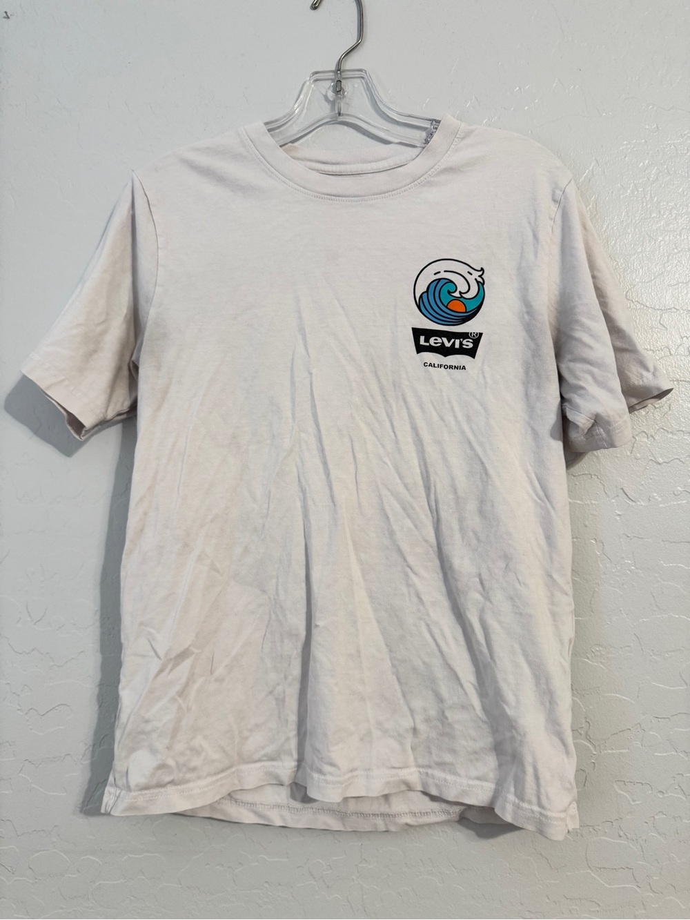 👕Levi's White Graphic Print Logo Crew Neck Short Sleeve T-Shirt Men's XS